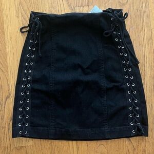 Carmar Black Denim Lace Up Skirt